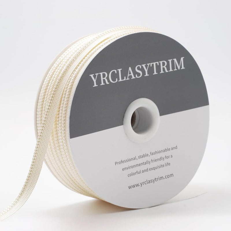 YRCLASYTRIM 0.35 بوصة، (55 ياردة) حافة خياطة، حبل بوليستر لامع، لخياطة الملابس، الأقمشة المنزلية، تزيين الحرف اليدوية، حواف مزخرفة، 30 لون (أبيض ناعم) - Image 3